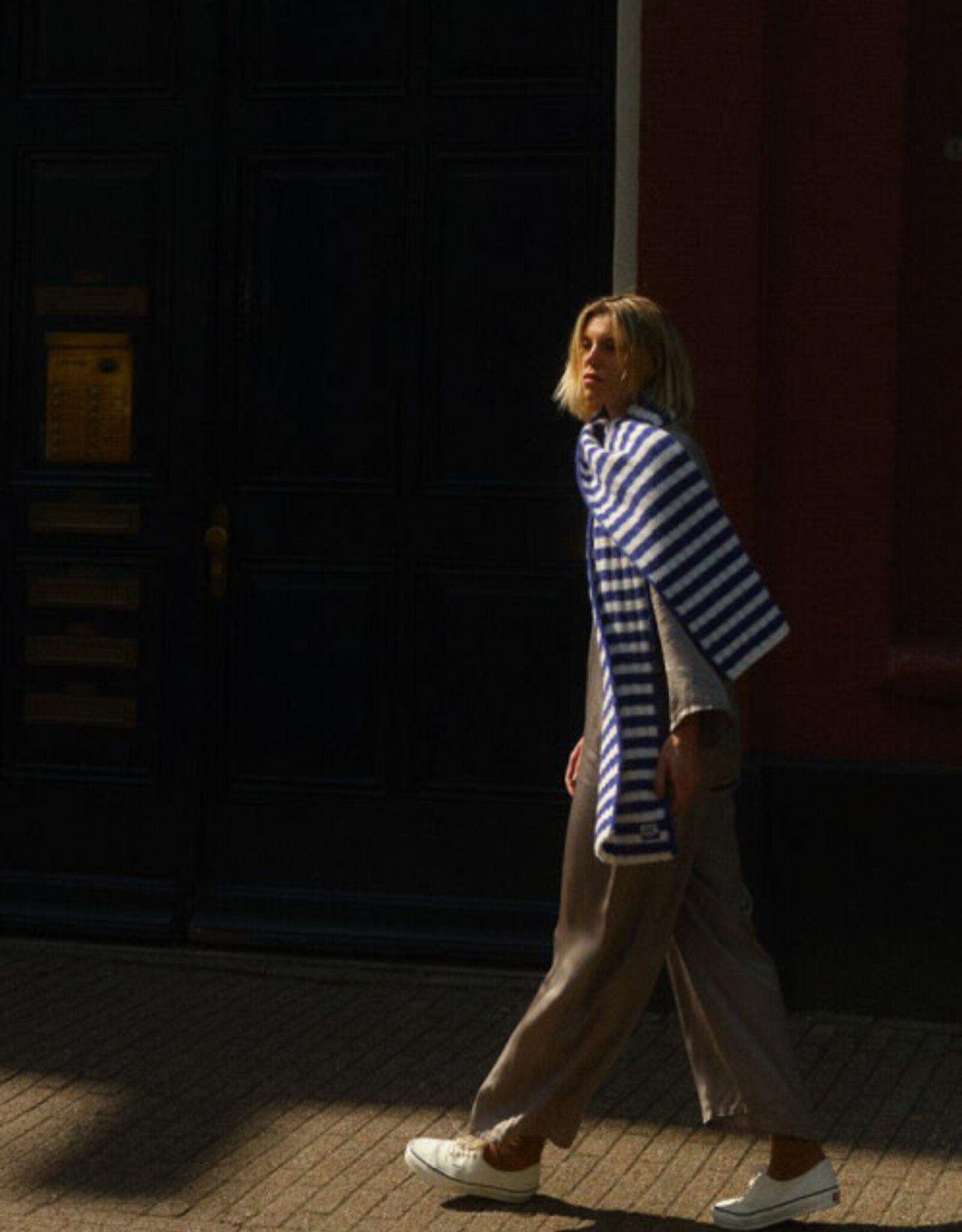 American Vintage Sjaal 'Vitow' - Bleu Royal Rayures Blanc - Vito20B - American Vintage