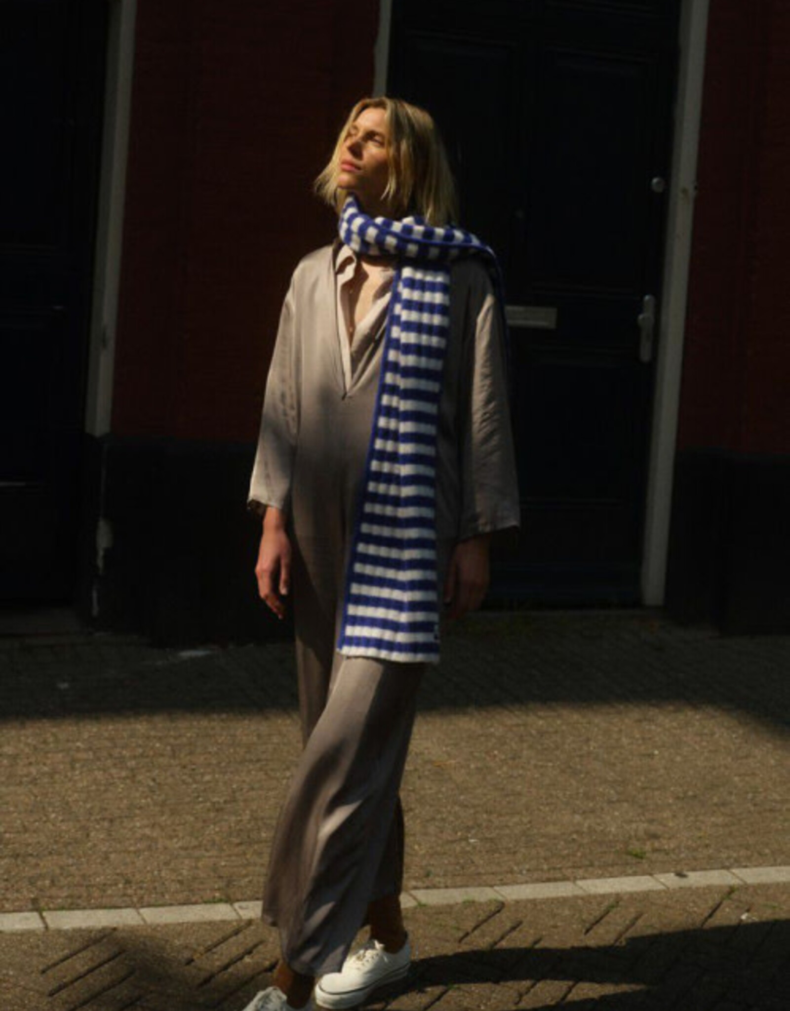 American Vintage Sjaal 'Vitow' - Bleu Royal Rayures Blanc - Vito20B - American Vintage