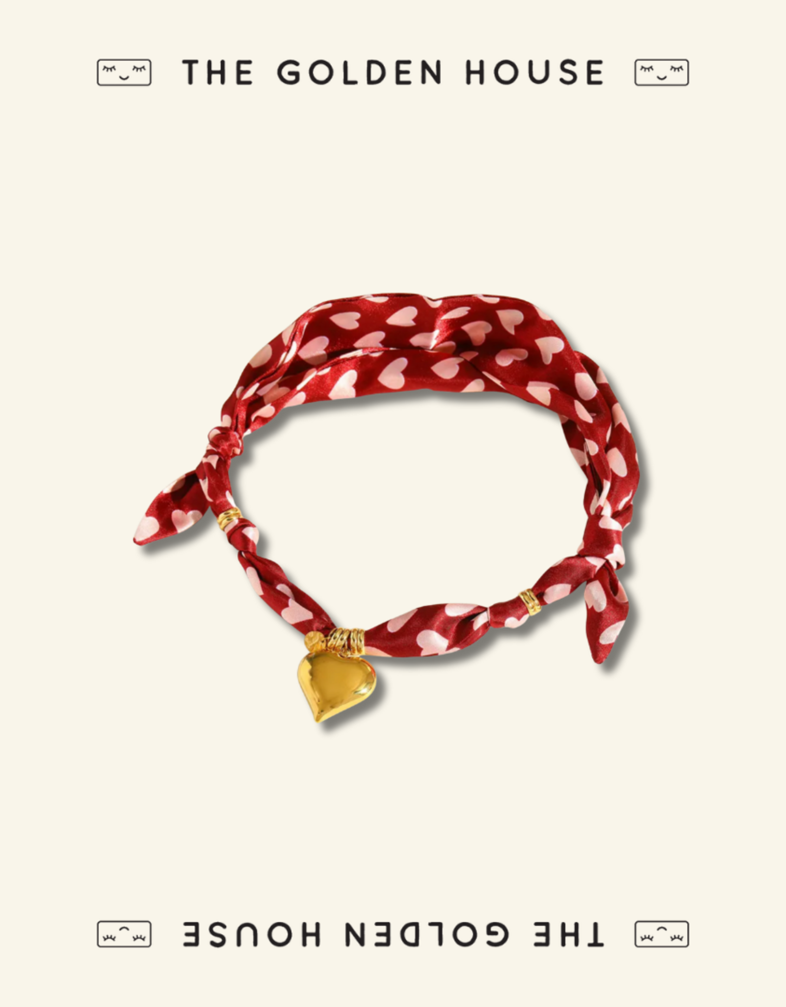 The Golden House - NH Ketting foulard - Hart Gold Red Adjustable