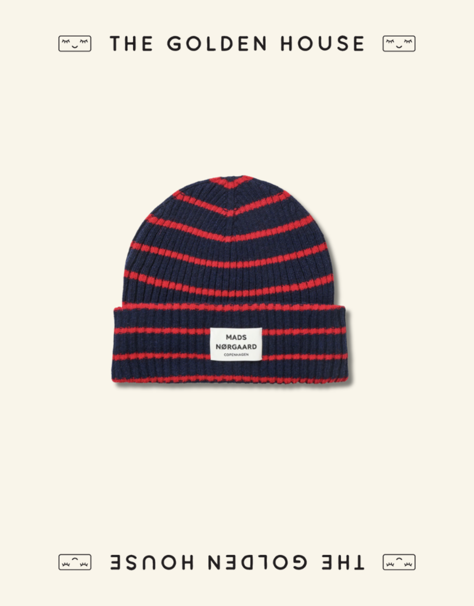 Mads Norgaard Muts Stripe 'Yota' - Parisian Night/High Risk Red - Mads Norgaard - One Size