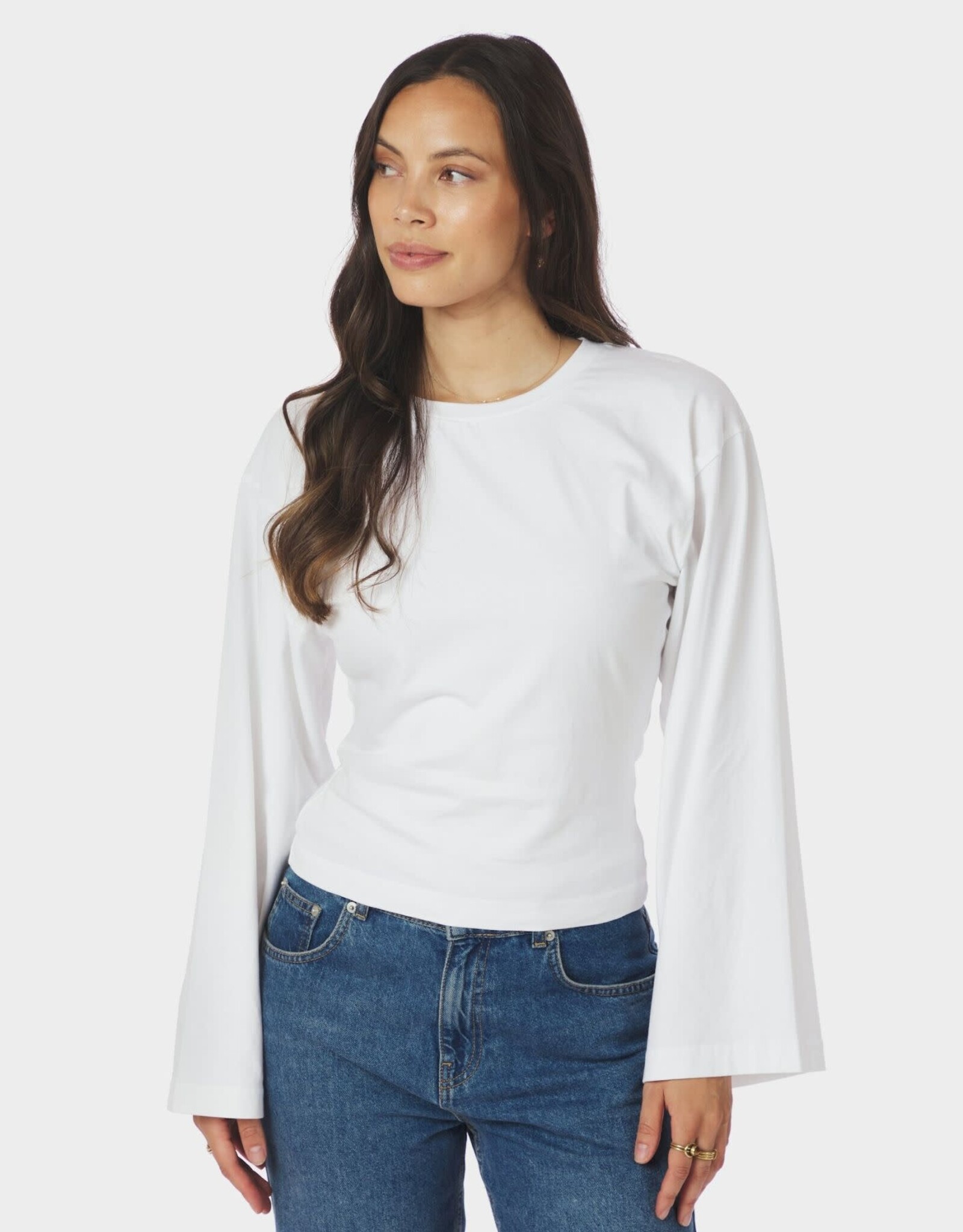 T-Shirt Lange Mouw Boxy 'Paska' - White - Neo Noir