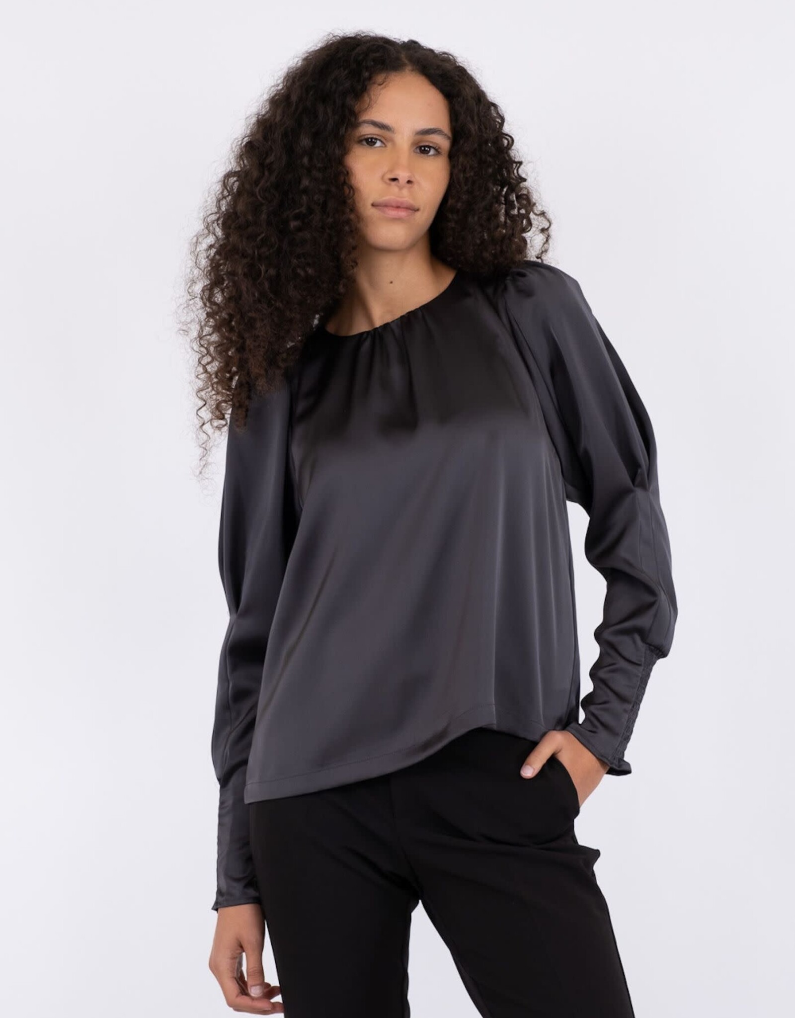 Blouse Heavy Sateen 'Camma' - Steel Grey - Neo Noir
