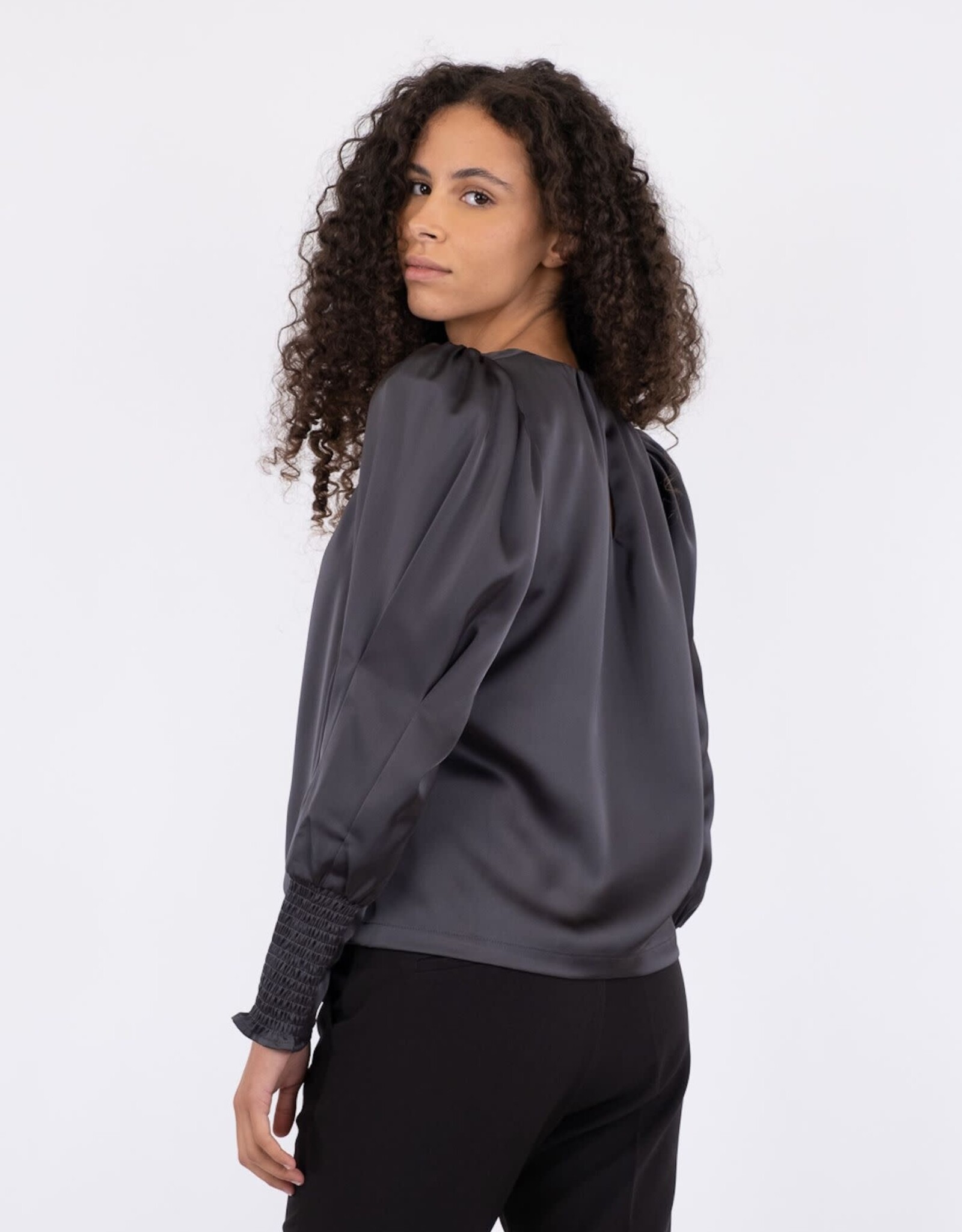 Blouse Heavy Sateen 'Camma' - Steel Grey - Neo Noir