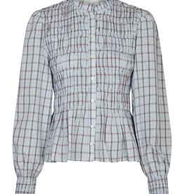 Blouse Smock Check 'Mocca' - Light Blue - Neo Noir