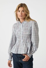 Blouse Smock Check 'Mocca' - Light Blue - Neo Noir