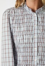 Blouse Smock Check 'Mocca' - Light Blue - Neo Noir