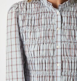 Blouse Smock Check 'Mocca' - Light Blue - Neo Noir