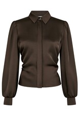 Blouse Heavy Sateen 'Fransala' - Dark Brown - Neo Noir