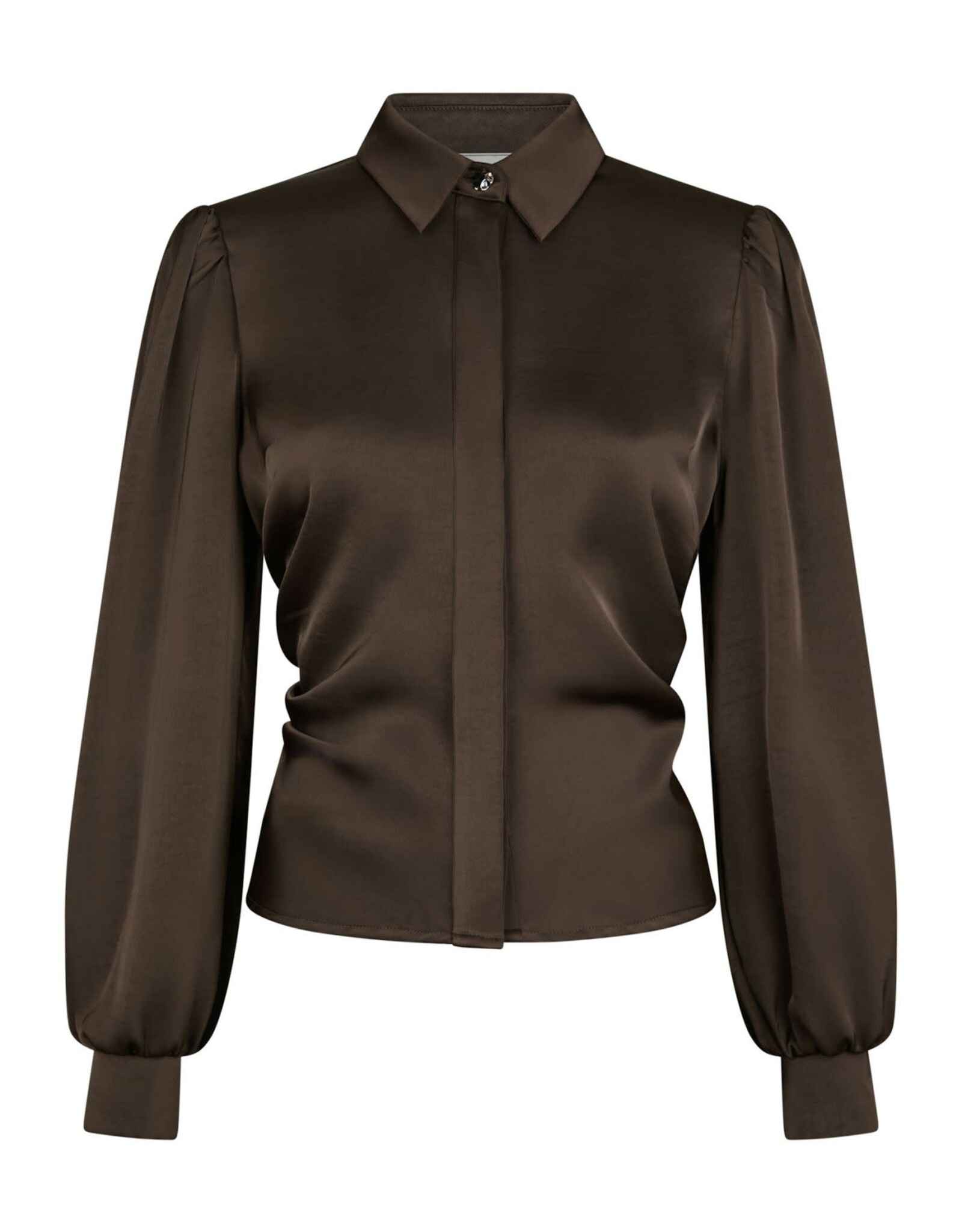 Blouse Heavy Sateen 'Fransala' - Dark Brown - Neo Noir