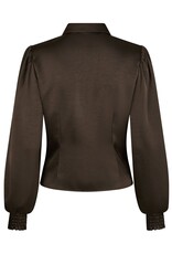 Blouse Heavy Sateen 'Fransala' - Dark Brown - Neo Noir