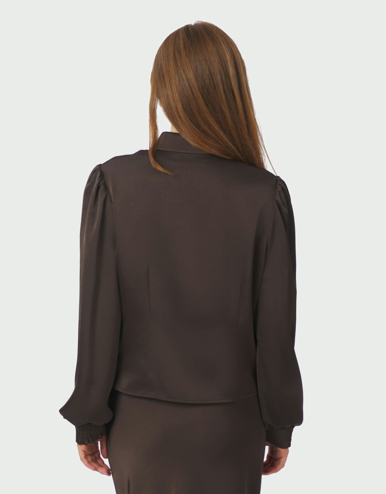 Blouse Heavy Sateen 'Fransala' - Dark Brown - Neo Noir