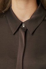 Blouse Heavy Sateen 'Fransala' - Dark Brown - Neo Noir