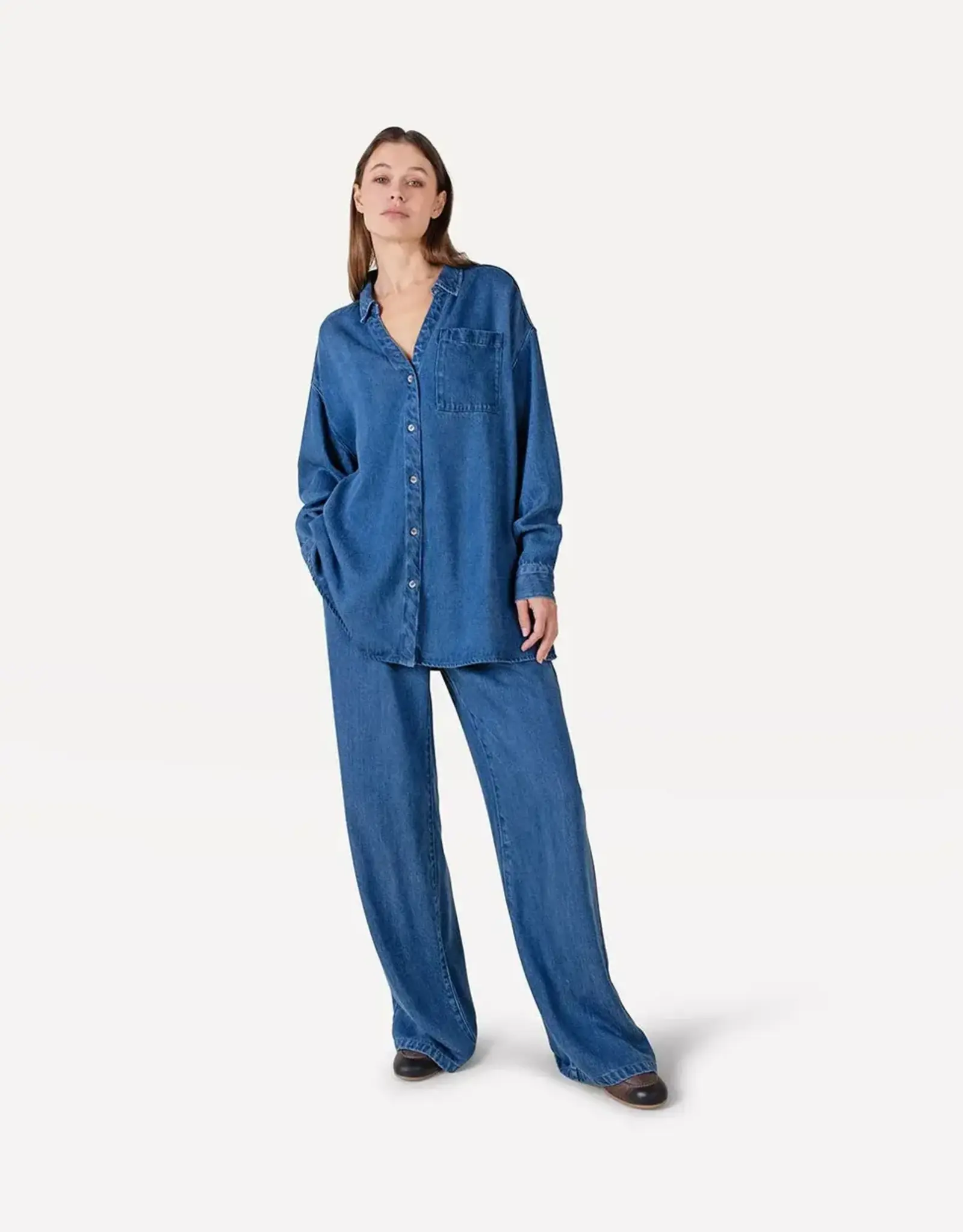 Another Label Jeans Pleated 'Moore' - Mid Blue Denim - Another-Label