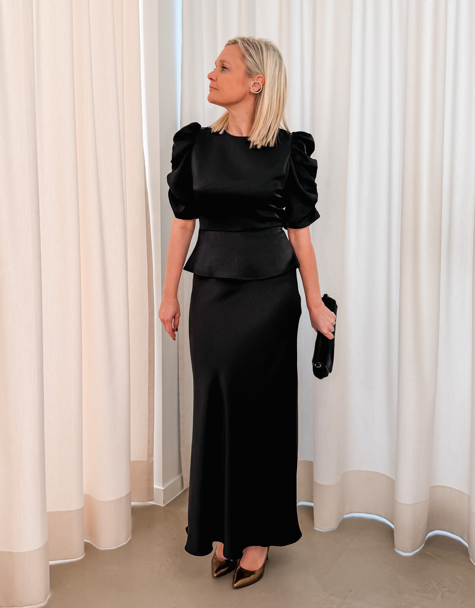 Blouse Heavy Sateen 'Benua'  - Black -  Neo Noir