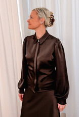 Blouse Heavy Sateen 'Fransala' - Dark Brown - Neo Noir