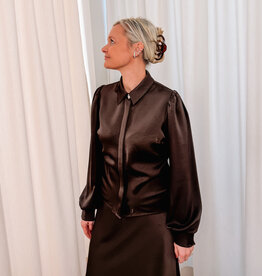 Blouse Heavy Sateen 'Fransala' - Dark Brown - Neo Noir
