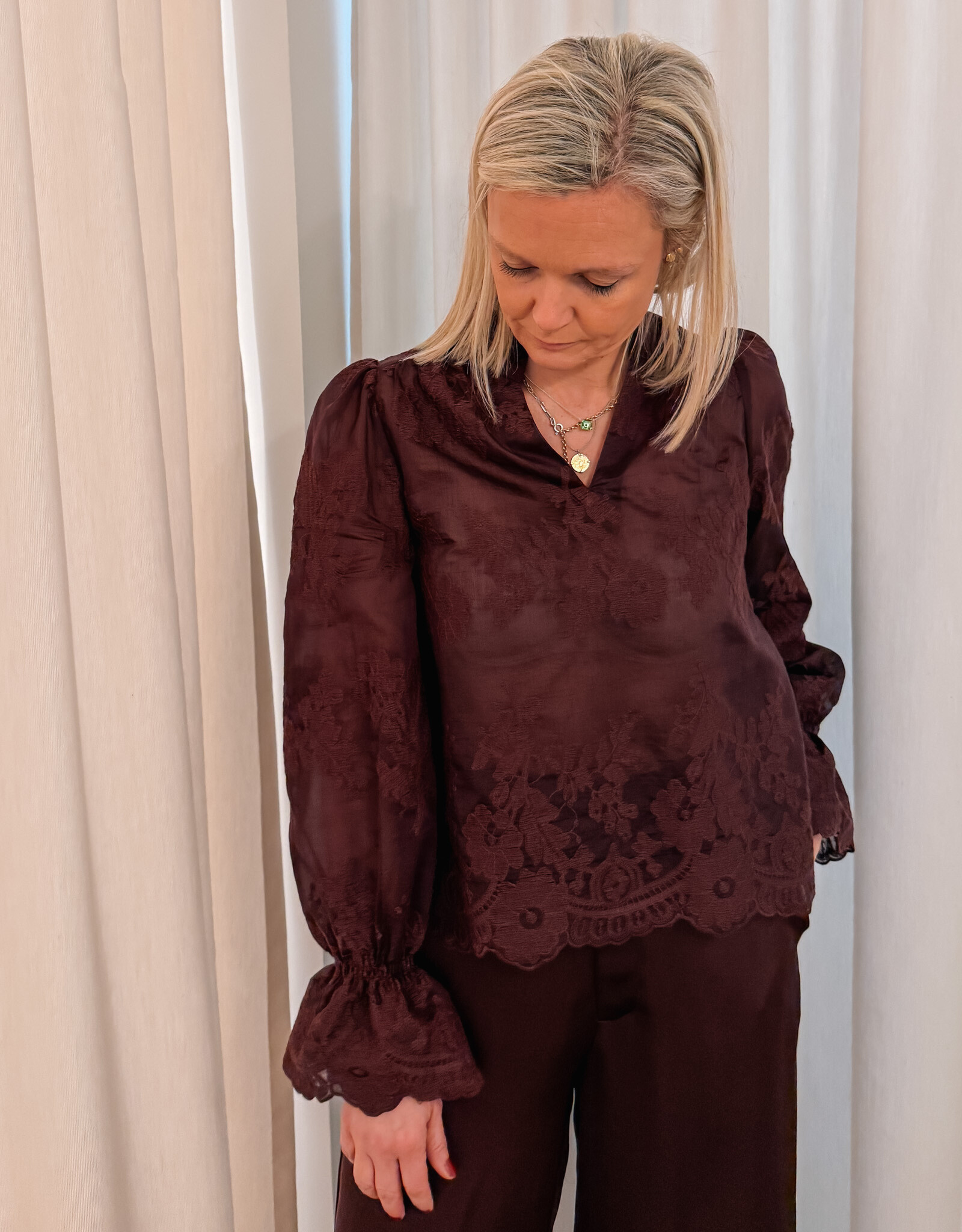 Blouse 'Amara' - Burgundy - Neo Noir