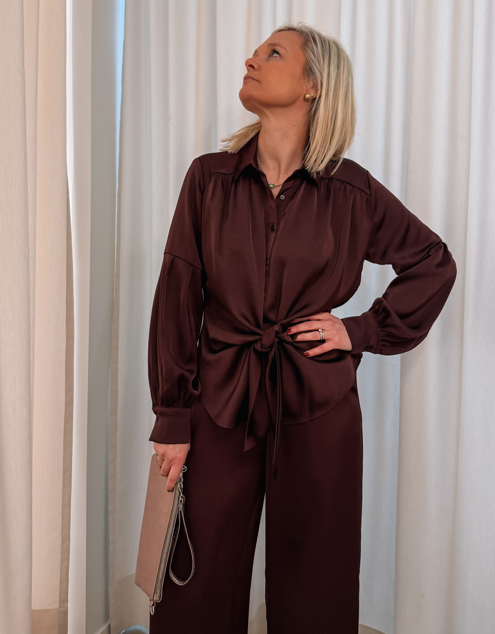 Blouse Satin 'Naja' - Burgundy - Neo Noir