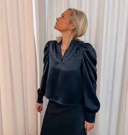 Blouse Heavy Sateen 'Rosslyn' - Midnight  Blue - Neo Noir