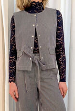 The Tiny Big Sister Waistcoat Striped 'Twill' -  Light Navy - The Tiny Big Sister