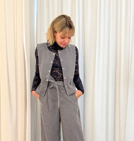 The Tiny Big Sister Waistcoat Striped 'Twill' -  Light Navy - The Tiny Big Sister