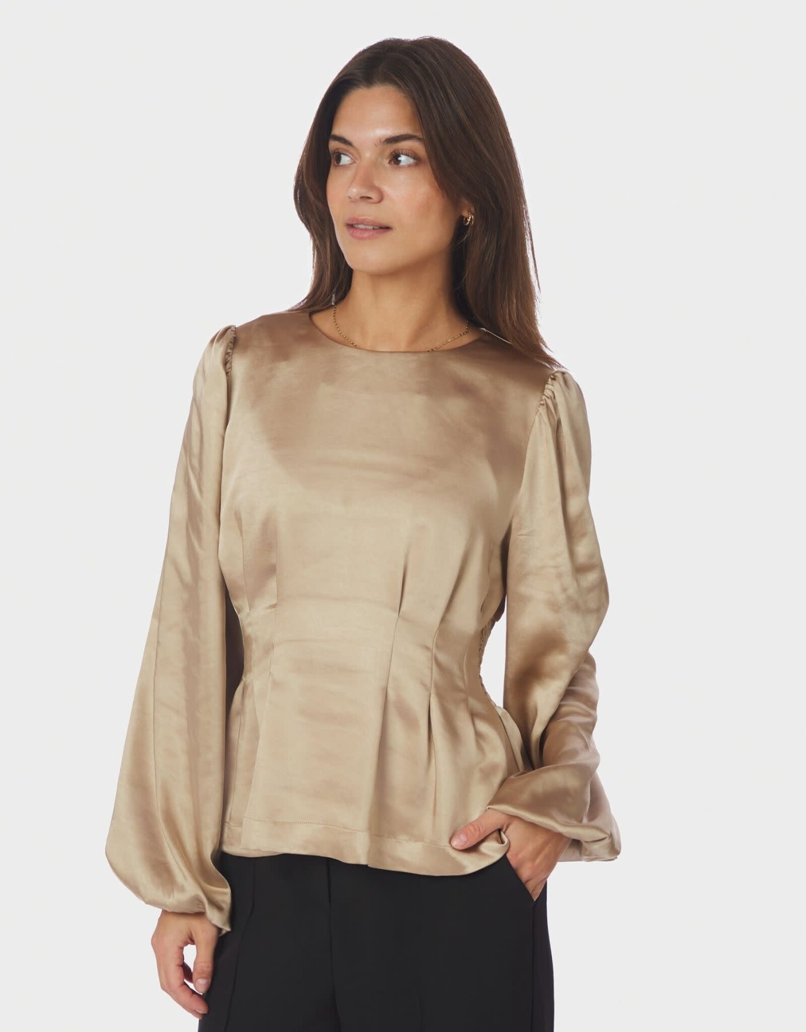 Blouse Crushed Sateen 'Vanya' - Gold - Neo Noir