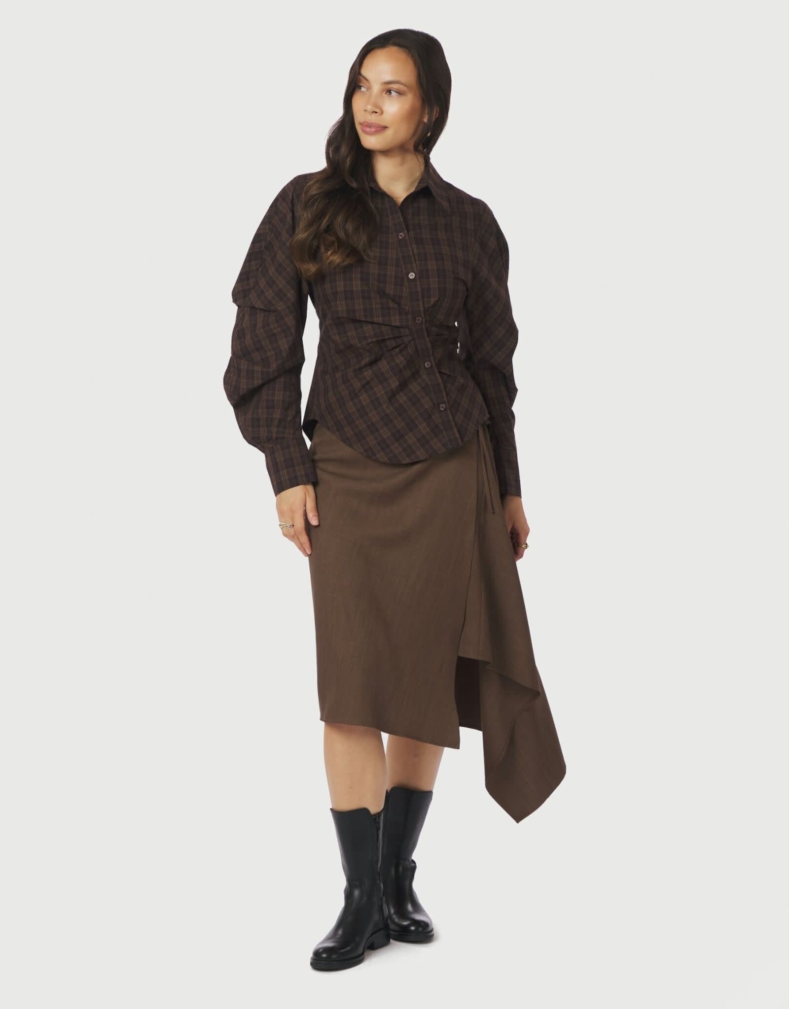 Blouse 'Neoella' - Dark Brown - Neo Noir