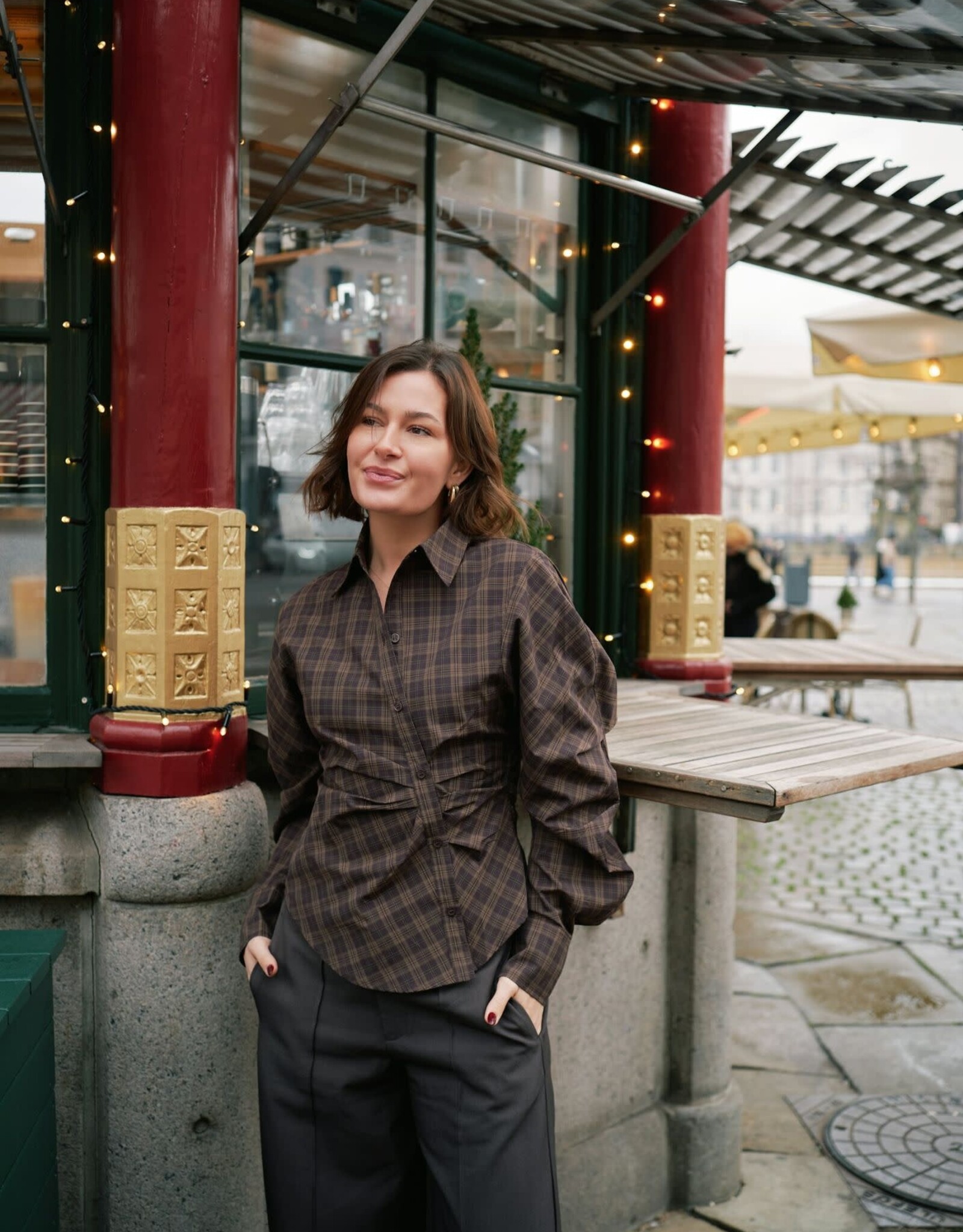 Blouse 'Neoella' - Dark Brown - Neo Noir