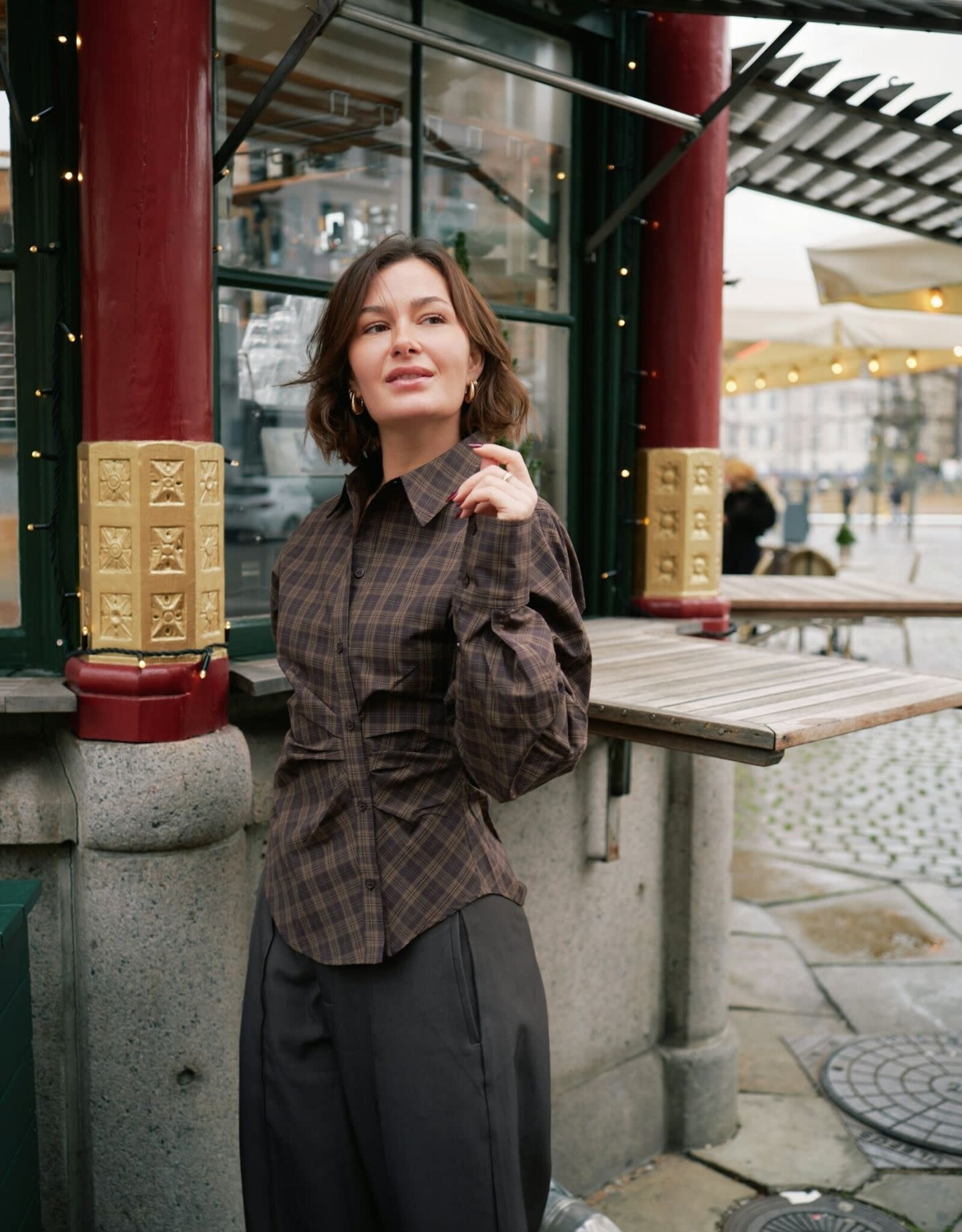 Blouse 'Neoella' - Dark Brown - Neo Noir