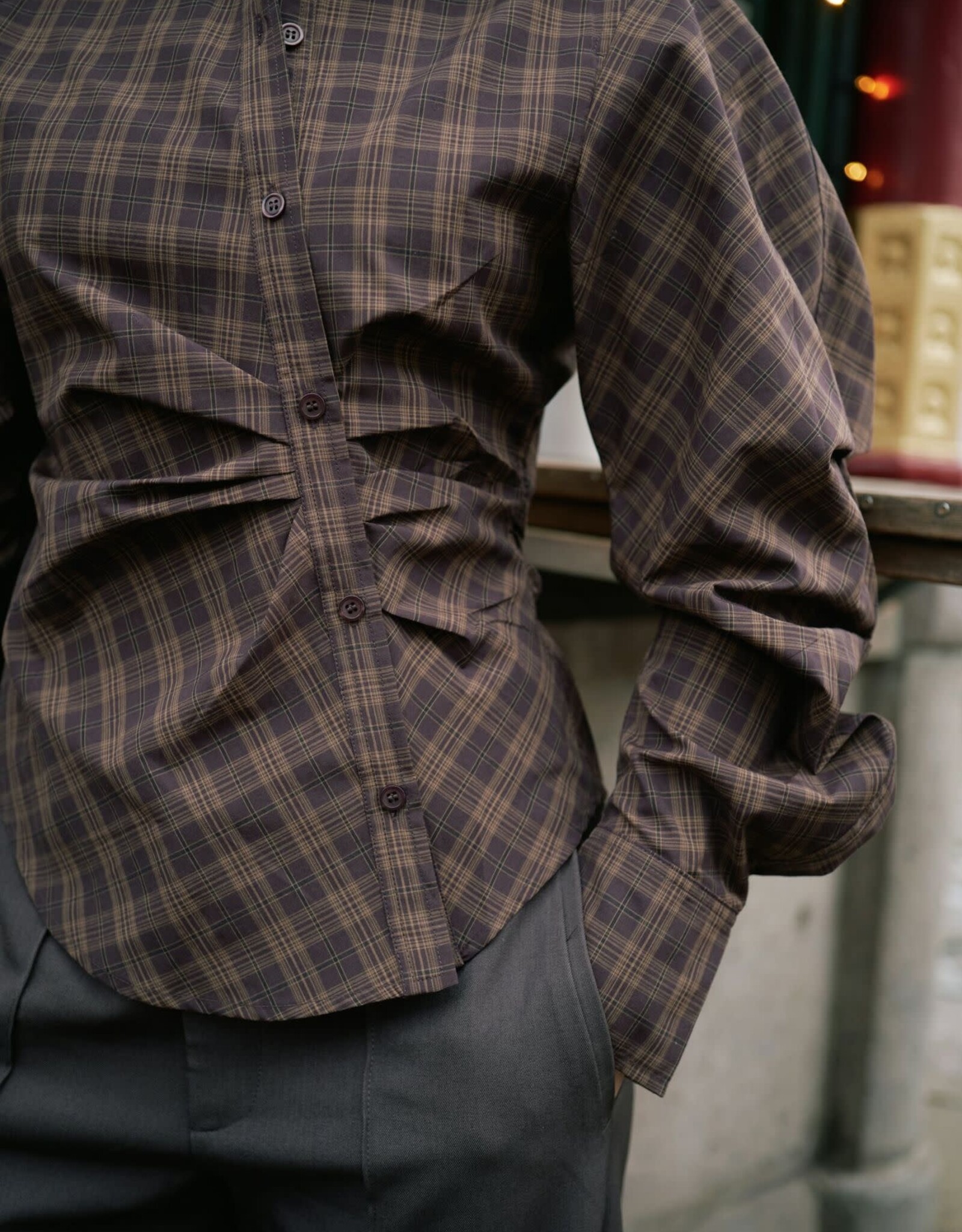 Blouse 'Neoella' - Dark Brown - Neo Noir