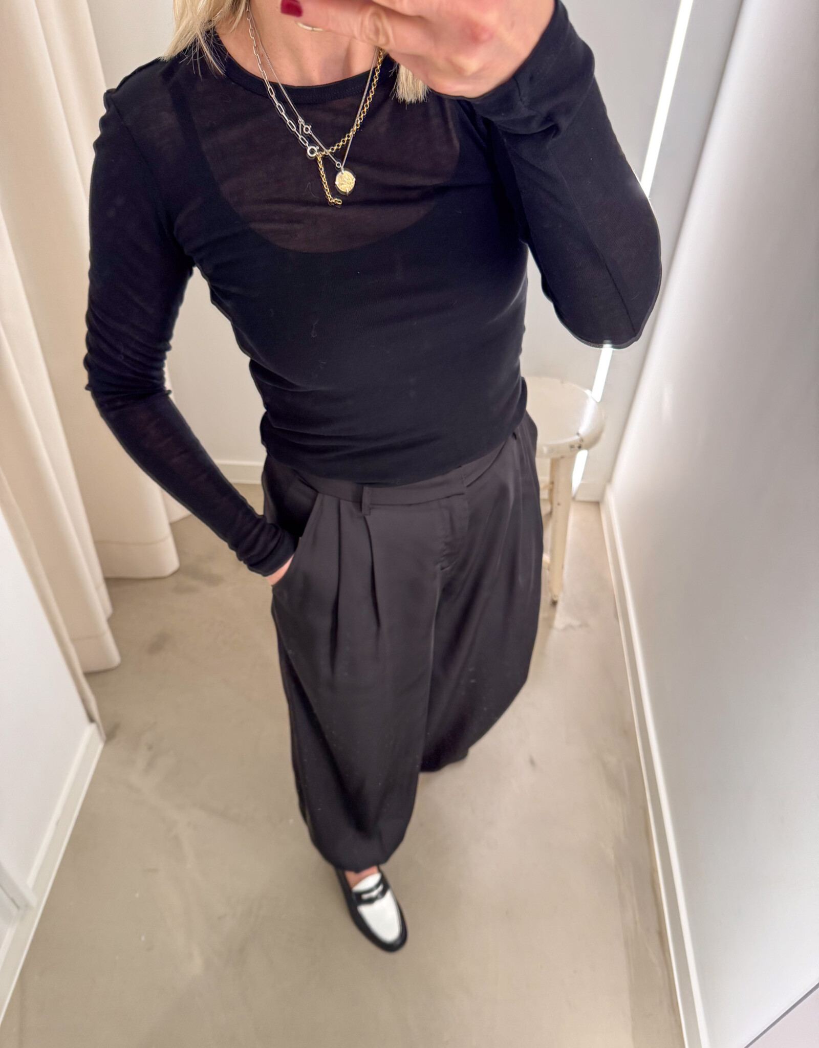 Broek Drapy Satin Balloon 'Fayla' - Black - Neo Noir