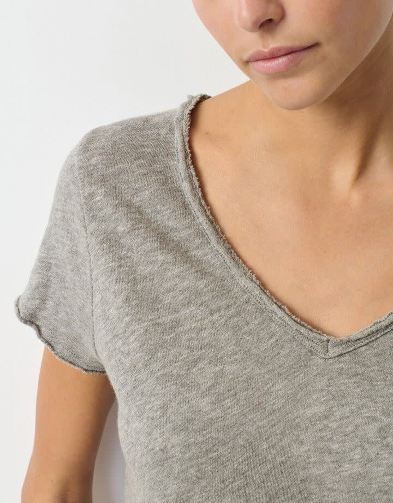 American Vintage T-Shirt V-Hals 'Sonoma' - Gris Chine - Son02AG - American Vintage