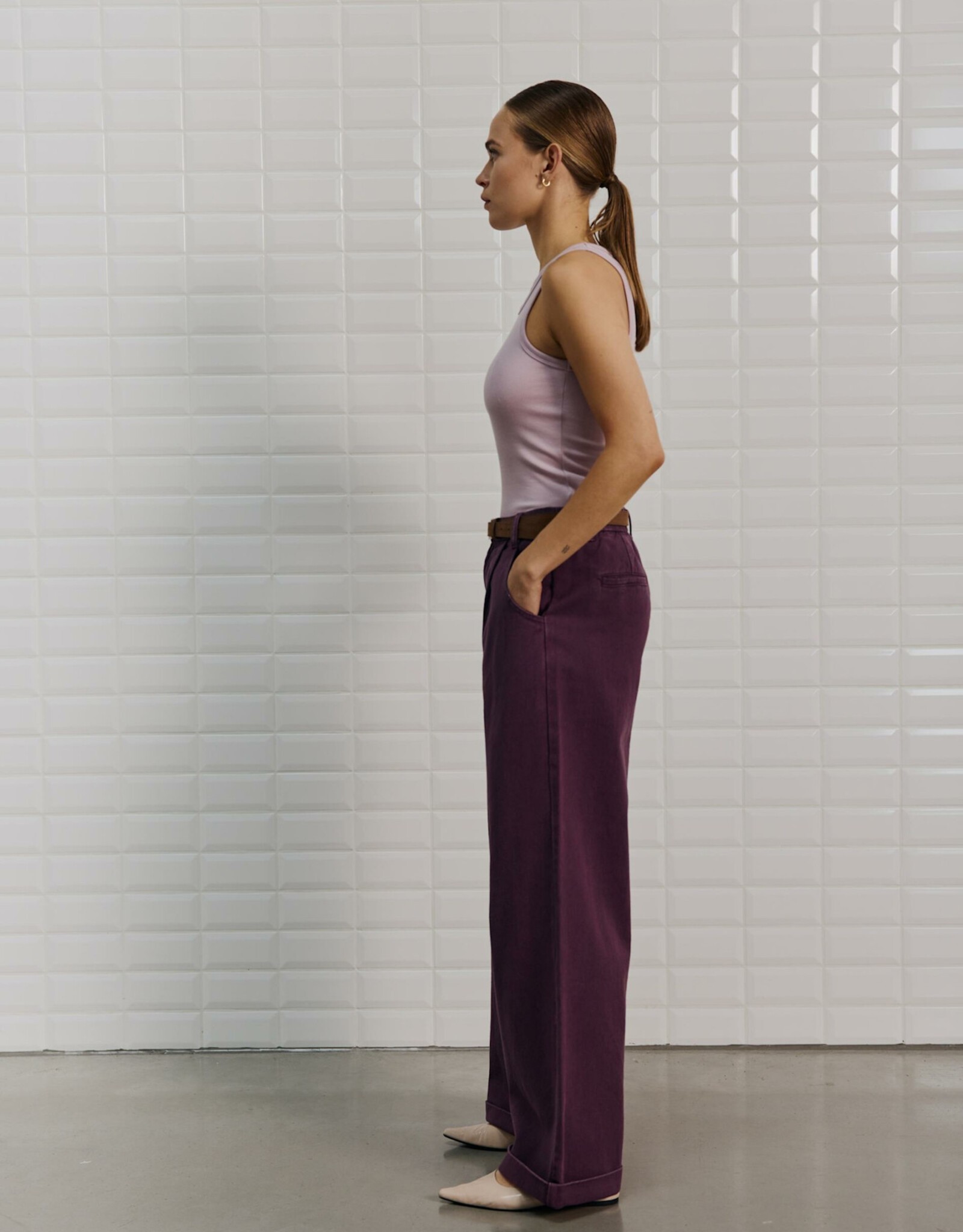 Withblack Broek Wide 'Steffi' - Blackberry - Withblack