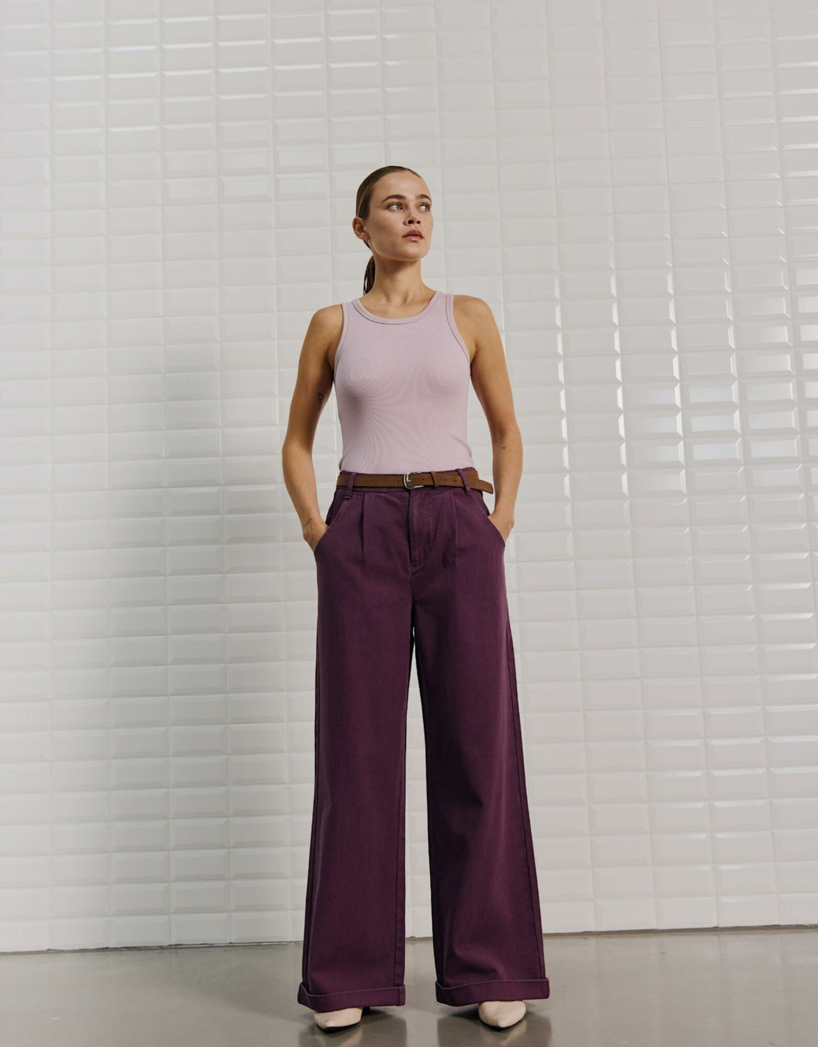 Withblack Broek Wide 'Steffi' - Blackberry - Withblack