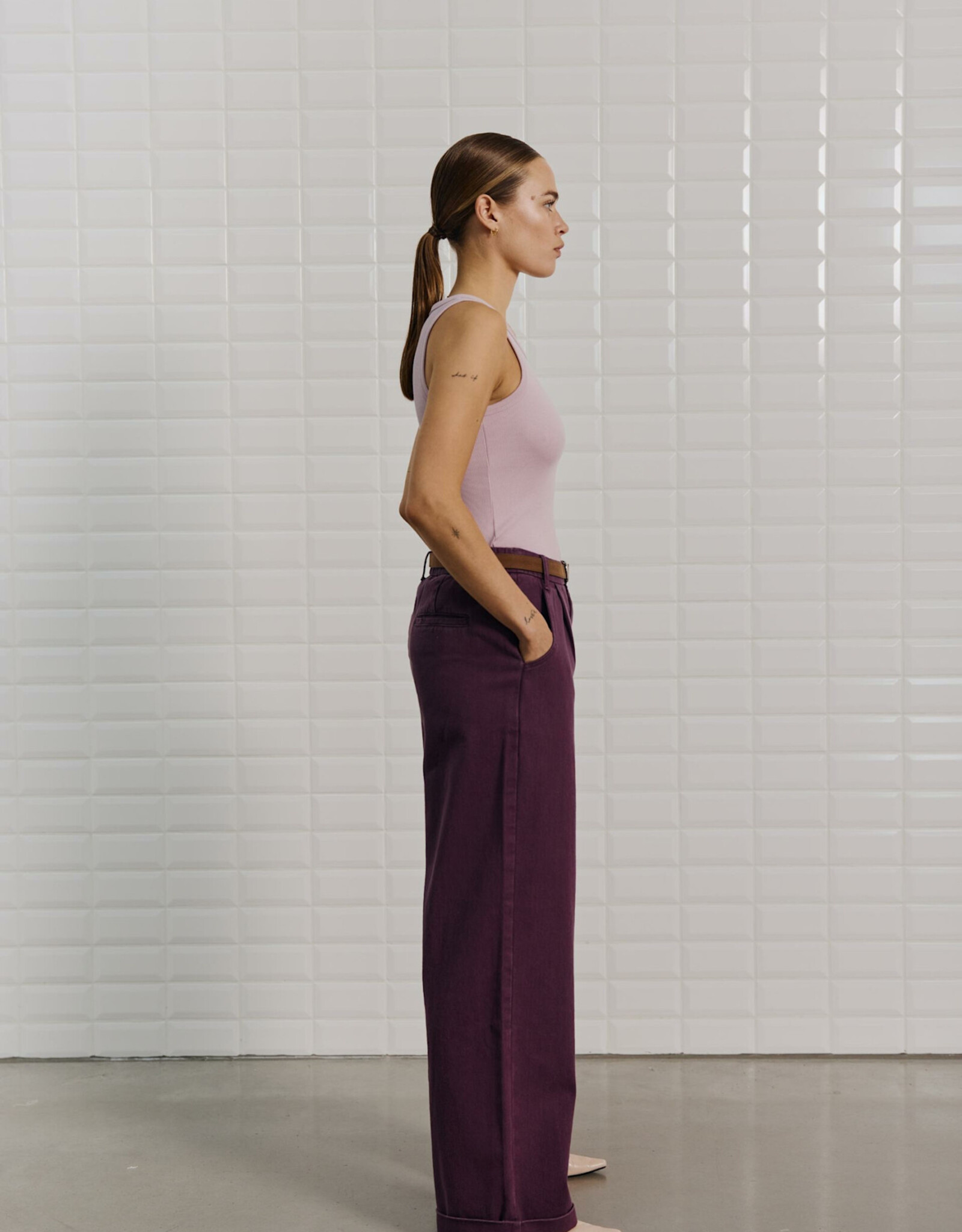 Withblack Broek Wide 'Steffi' - Blackberry - Withblack