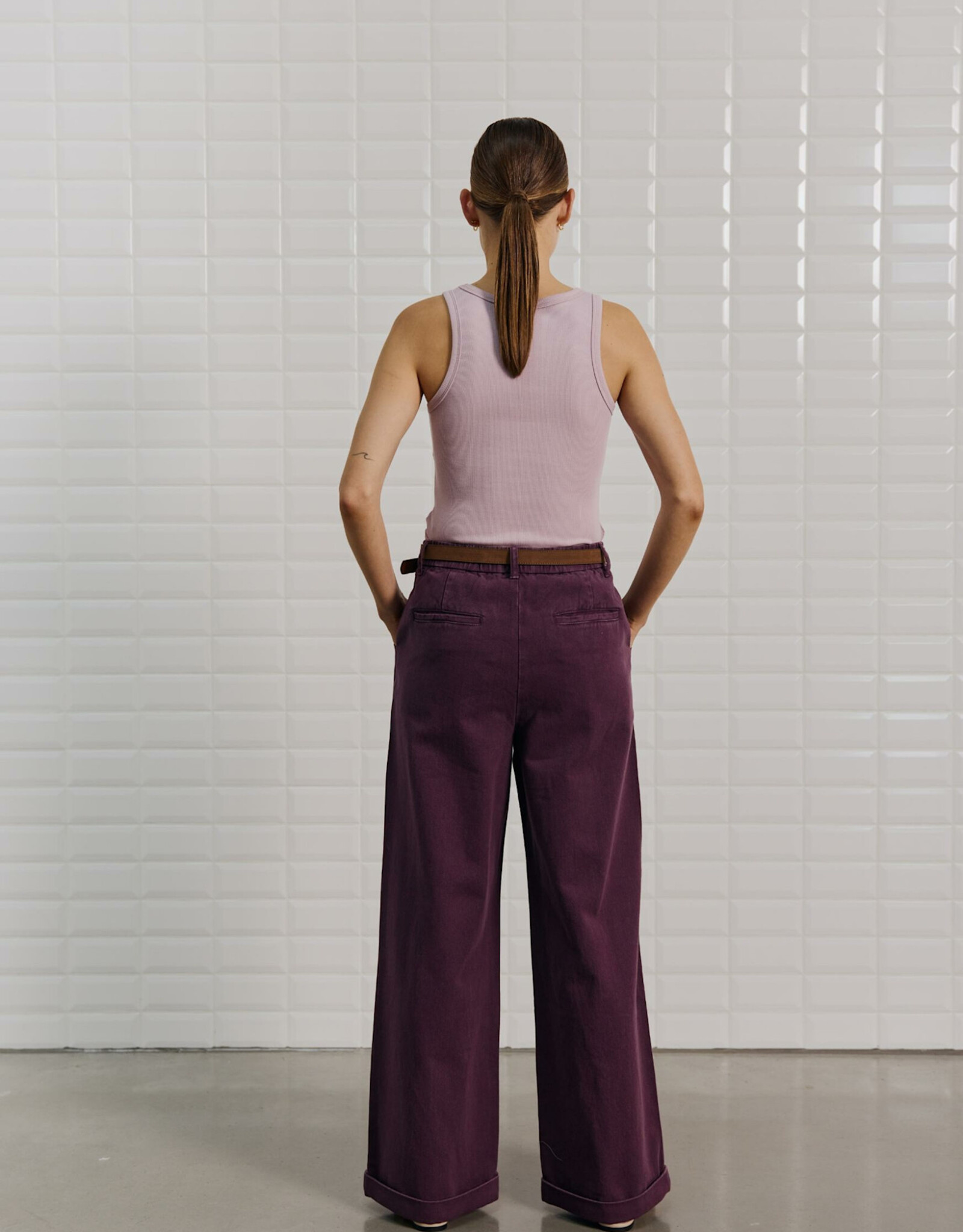Withblack Broek Wide 'Steffi' - Blackberry - Withblack