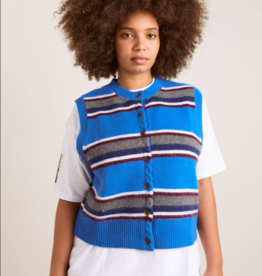 Damson Madder Gilet 'Sofie' - Blue Stripe - Damson Madder