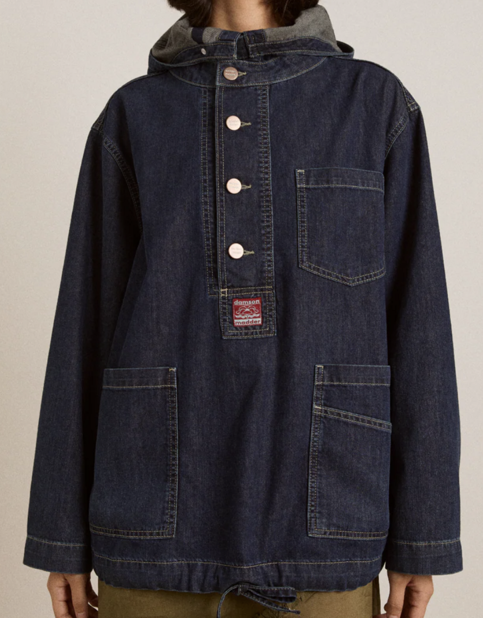 Damson Madder Hemd - Hoodie 'Briar' - Blue  - Damson Madder