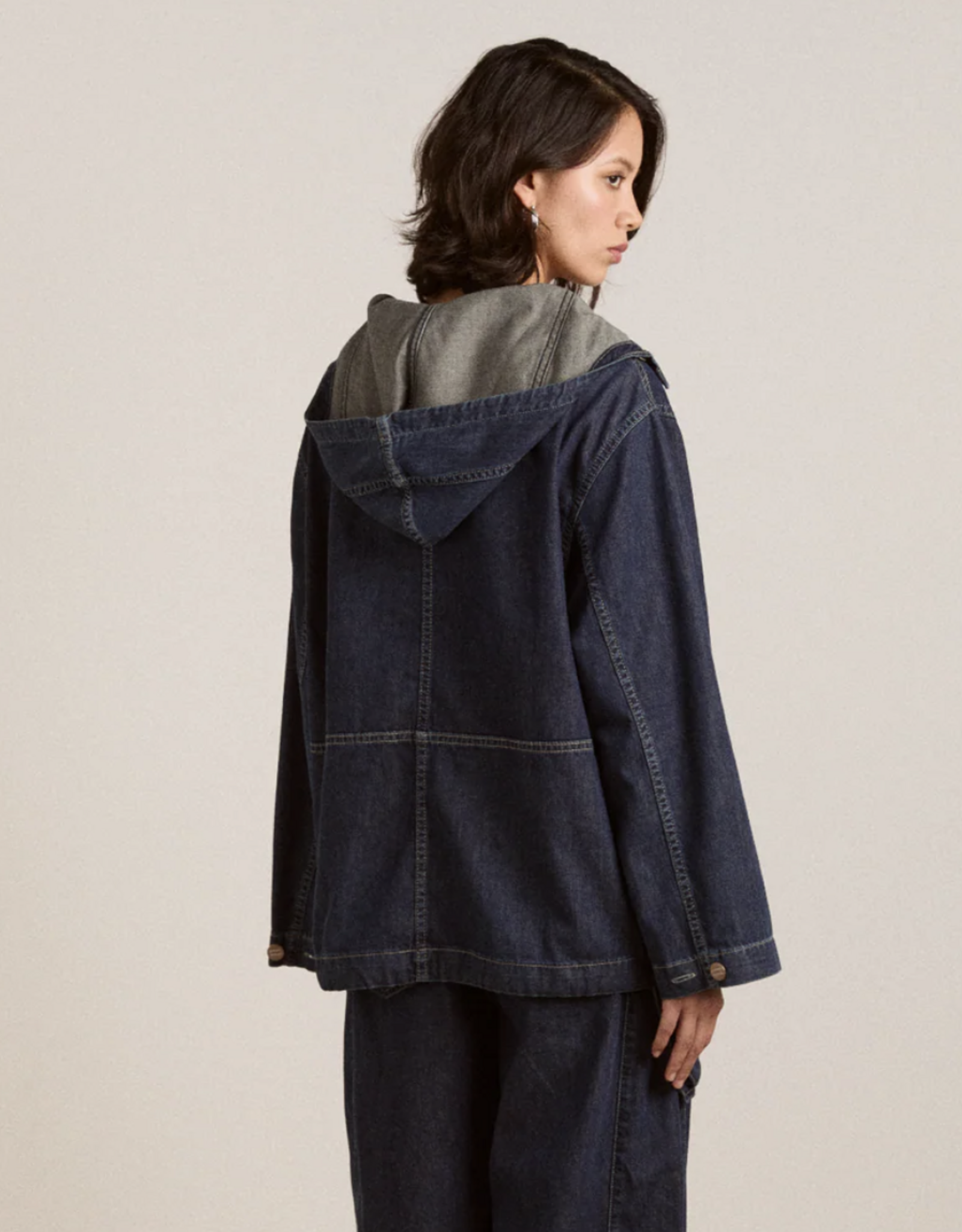 Damson Madder Hemd - Hoodie 'Briar' - Blue  - Damson Madder