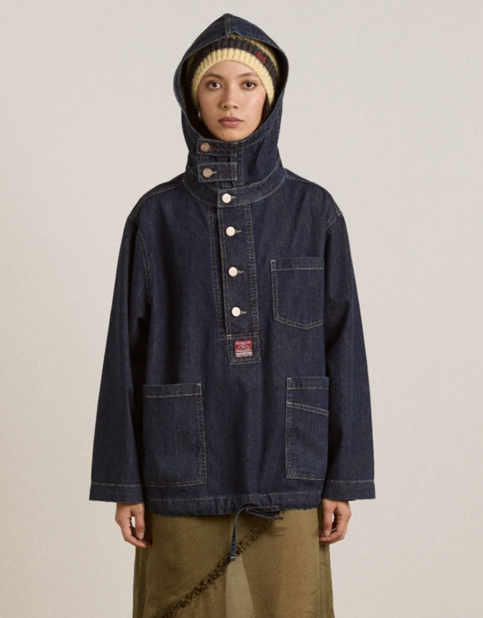 Damson Madder Hemd - Hoodie 'Briar' - Blue  - Damson Madder