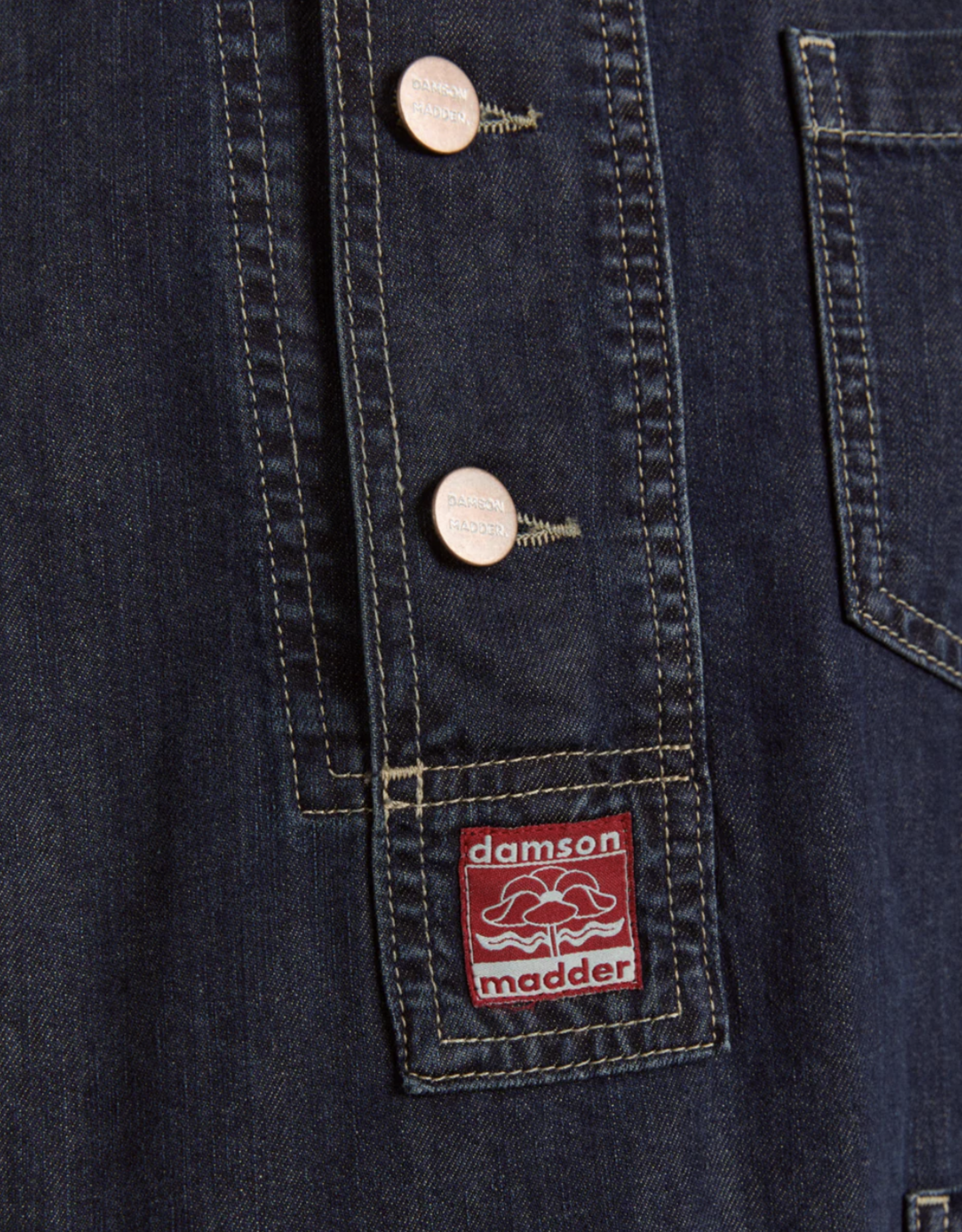 Damson Madder Hemd - Hoodie 'Briar' - Blue  - Damson Madder