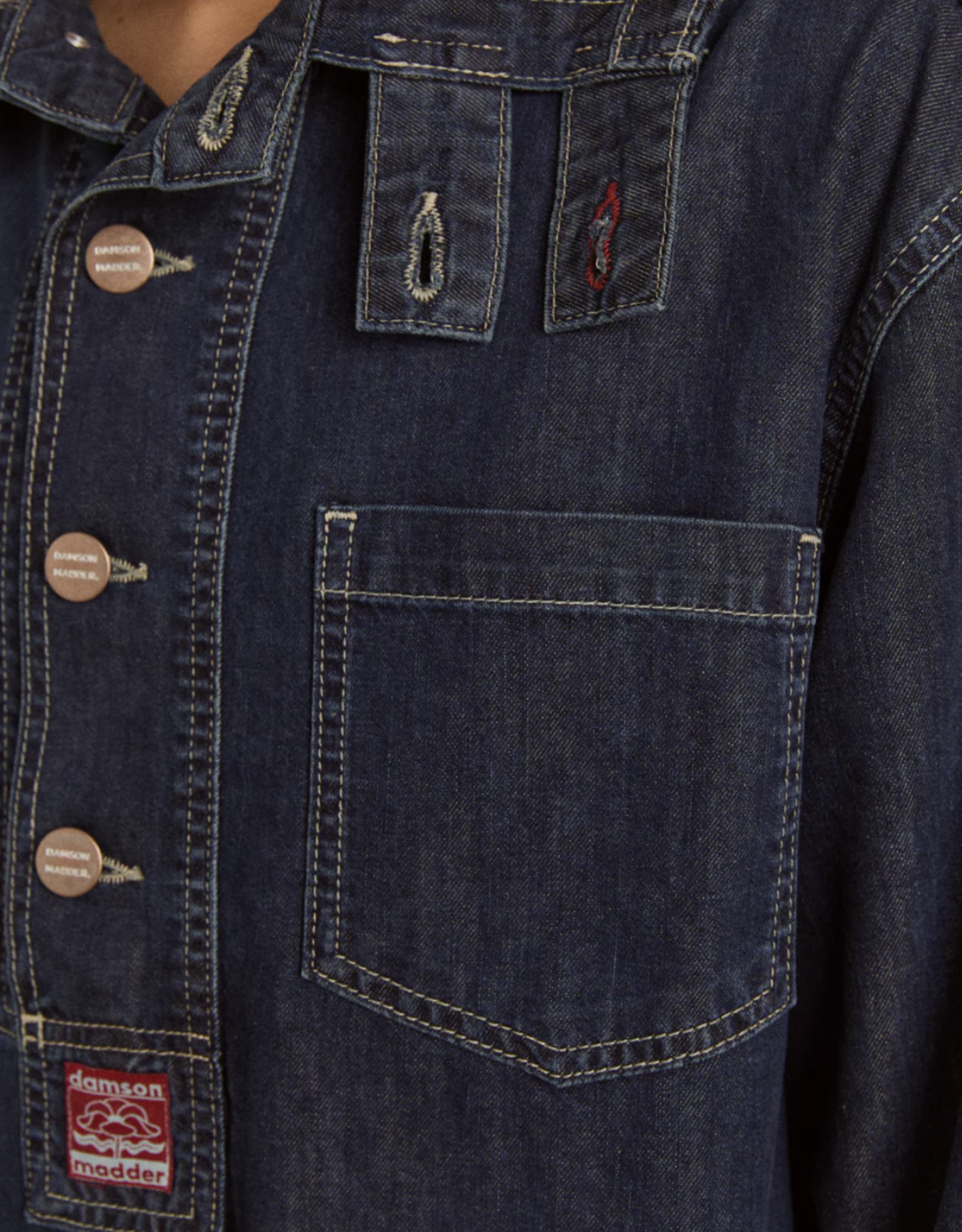 Damson Madder Hemd - Hoodie 'Briar' - Blue  - Damson Madder