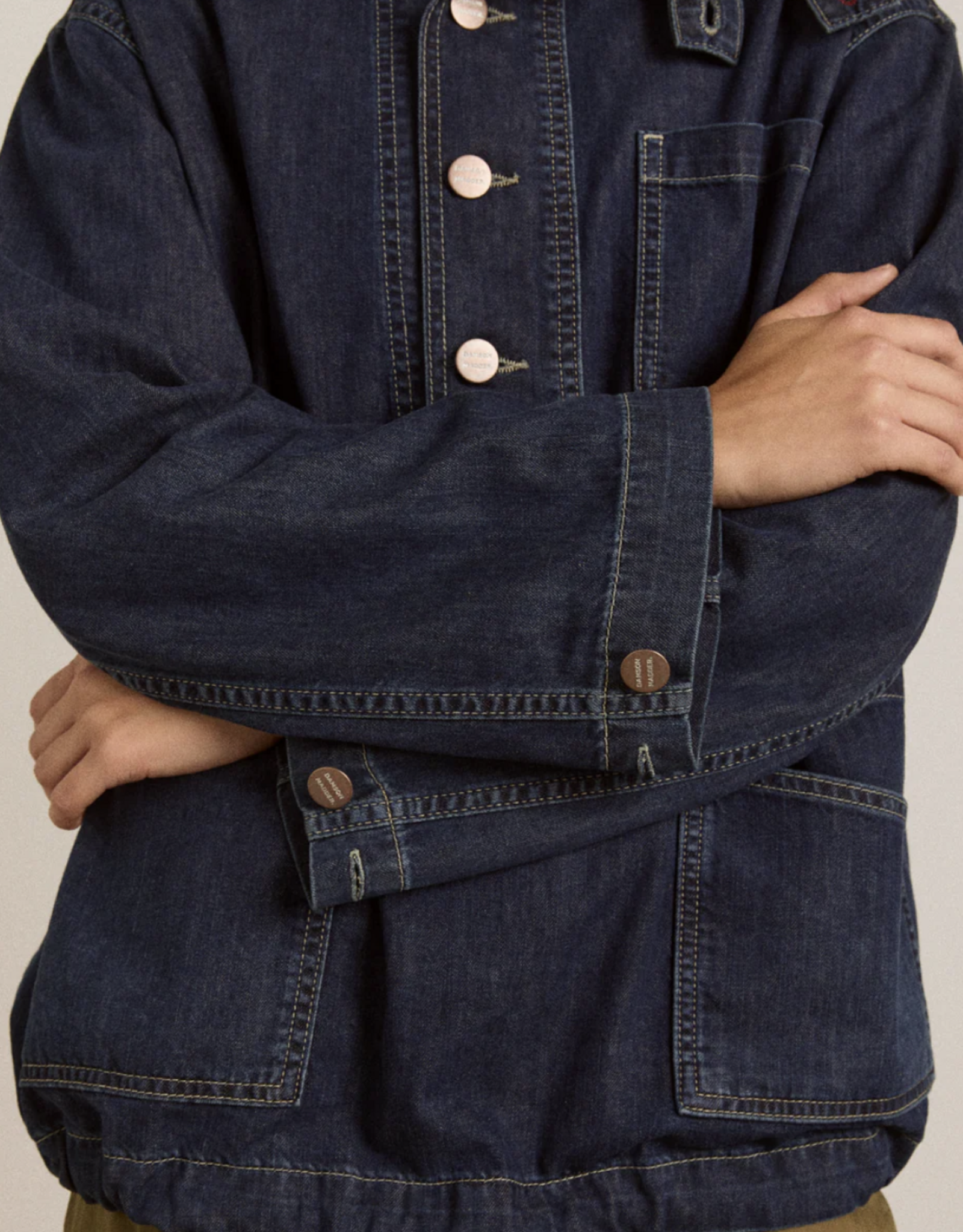 Damson Madder Hemd - Hoodie 'Briar' - Blue  - Damson Madder