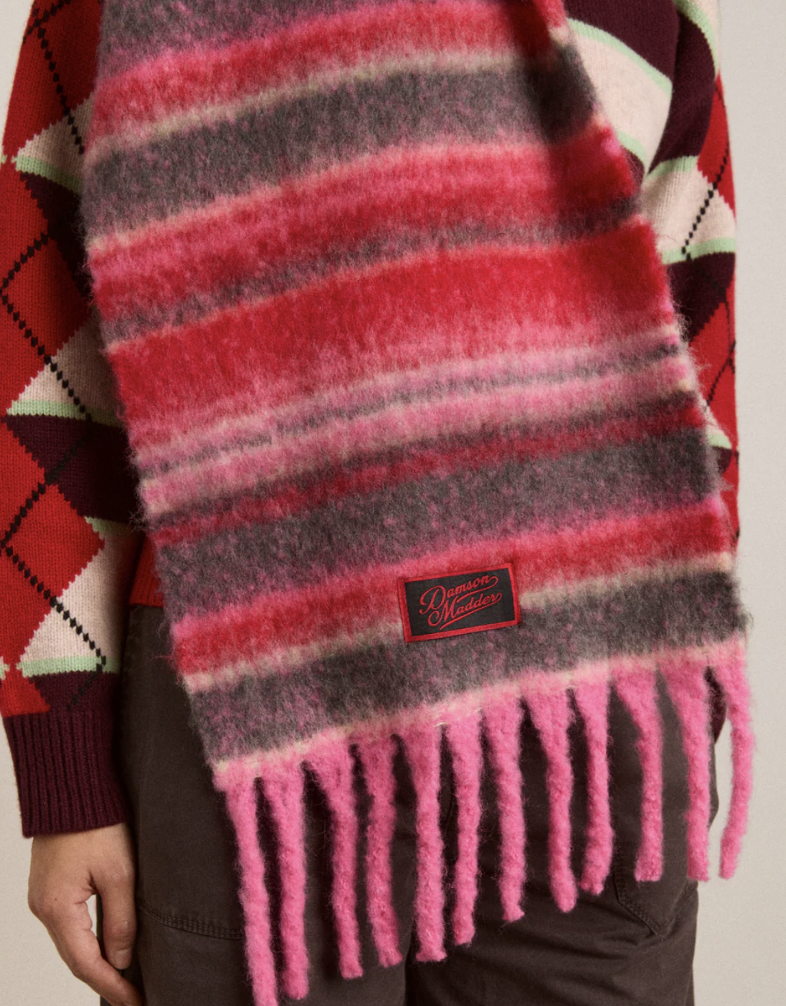 Damson Madder Sjaal 'Pink Pop Stripe' - Damson Madder