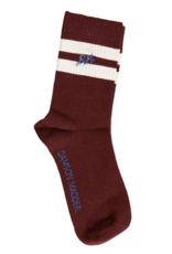 Damson Madder Socks Sporty Calf - One Size - Burgundy / Ecru Stripe - Damson Madder