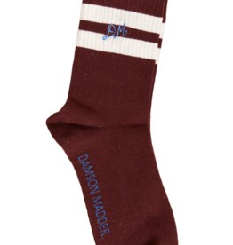 Damson Madder Socks Sporty Calf - One Size - Burgundy / Ecru Stripe - Damson Madder