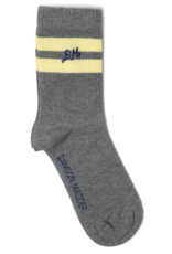 Damson Madder Socks Sporty Calf - One Size - Grey Marl/Butter Stripe - Damson Madder