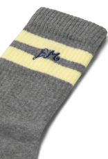 Damson Madder Socks Sporty Calf - One Size - Grey Marl/Butter Stripe - Damson Madder