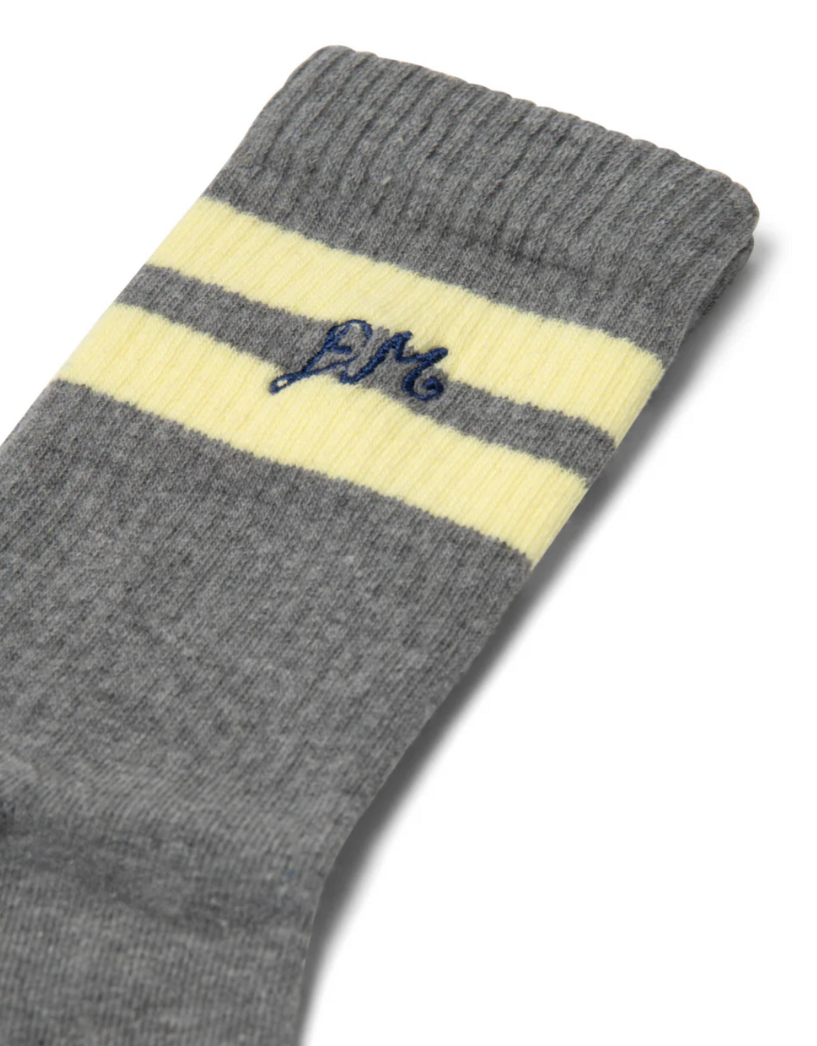 Damson Madder Socks Sporty Calf - One Size - Grey Marl/Butter Stripe - Damson Madder
