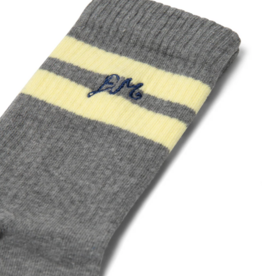 Damson Madder Socks Sporty Calf - One Size - Grey Marl/Butter Stripe - Damson Madder